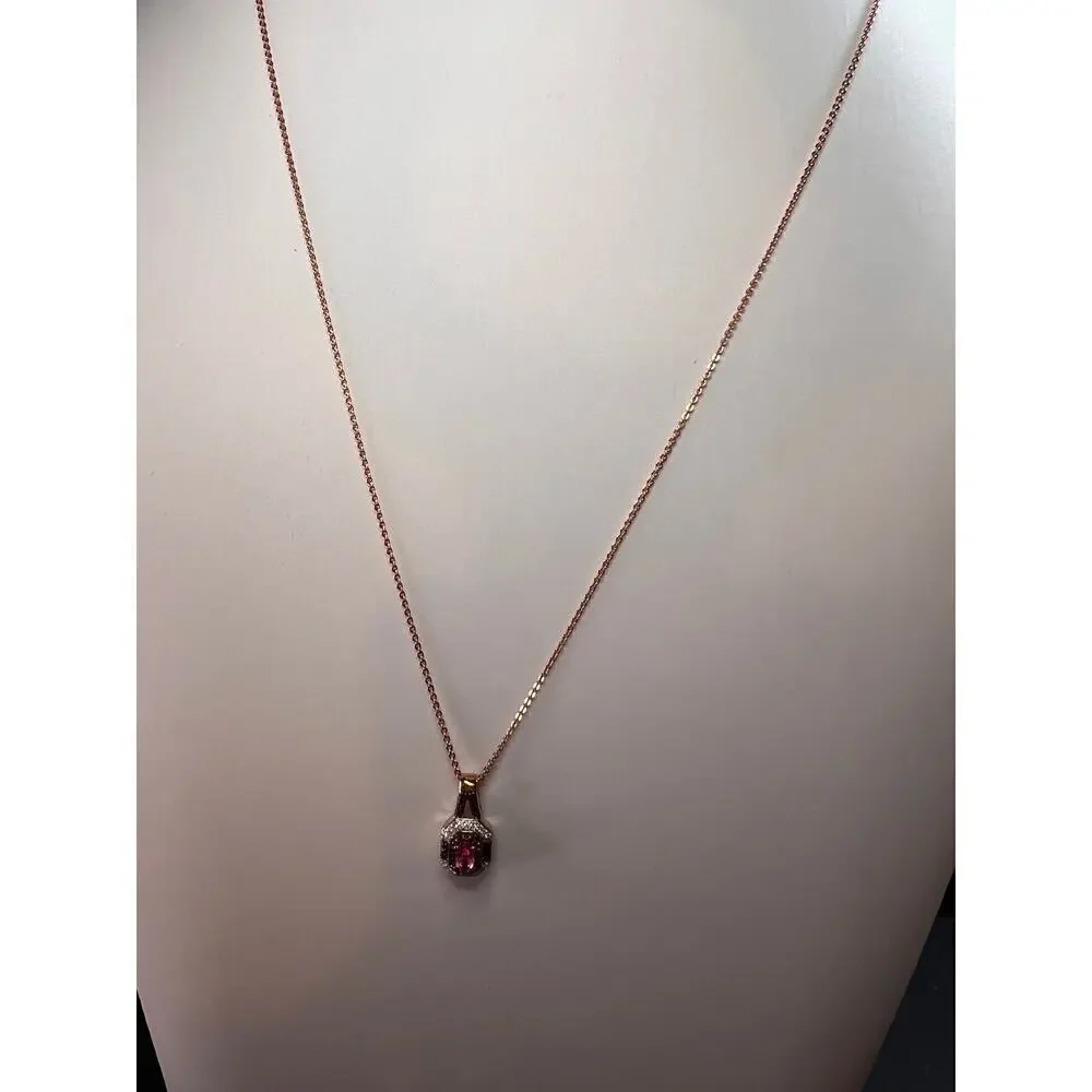 NEW Mahenge pink spinel and brown zircon pendant in Rose Gold over 925 silver